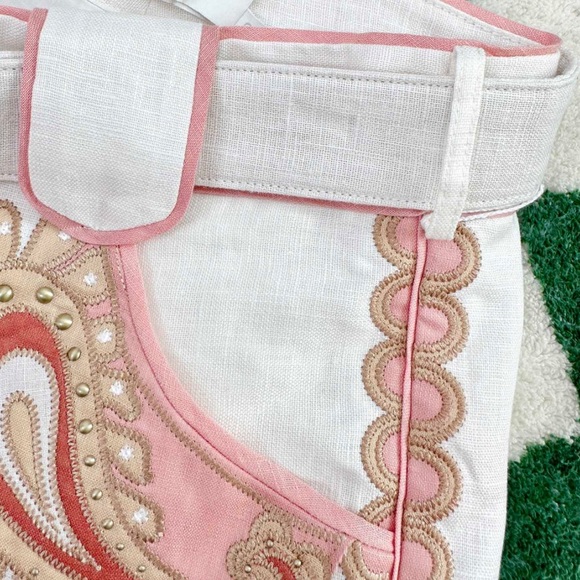 Sold out Zimmerman Raie Belted linen mini shorts - Picture 6 of 6